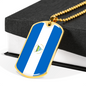 Nicaragua Flag Necklace Stainless Steel or 18k Gold Dog Tag 24" Chain-Express Your Love Gifts