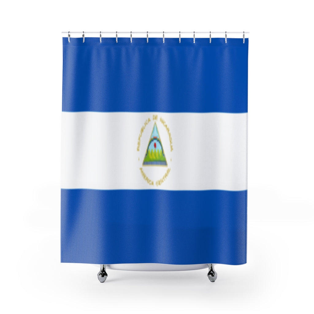 Nicaragua Flag Stylish Design 71" x 74" Elegant Waterproof Shower Curtain for a Spa-like Bathroom Paradise Exceptional Craftsmanship-Express Your Love Gifts