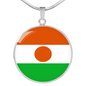 Niger Flag Necklace Circle Pendant Stainless Steel or 18k Gold 18-22"-Express Your Love Gifts
