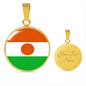 Niger Flag Necklace Circle Pendant Stainless Steel or 18k Gold 18-22"-Express Your Love Gifts