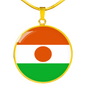Niger Flag Necklace Circle Pendant Stainless Steel or 18k Gold 18-22"-Express Your Love Gifts