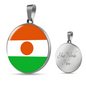 Niger Flag Necklace Circle Pendant Stainless Steel or 18k Gold 18-22"-Express Your Love Gifts