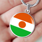 Niger Flag Necklace Circle Pendant Stainless Steel or 18k Gold 18-22"-Express Your Love Gifts