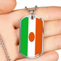 Niger Flag Necklace Stainless Steel or 18k Gold Dog Tag 24" Chain-Express Your Love Gifts