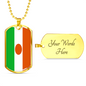 Niger Flag Necklace Stainless Steel or 18k Gold Dog Tag 24" Chain-Express Your Love Gifts