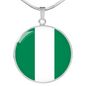 Nigeria Flag Necklace Circle Pendant Stainless Steel or 18k Gold 18-22"-Express Your Love Gifts