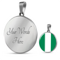 Nigeria Flag Necklace Circle Pendant Stainless Steel or 18k Gold 18-22"-Express Your Love Gifts