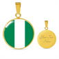 Nigeria Flag Necklace Circle Pendant Stainless Steel or 18k Gold 18-22"-Express Your Love Gifts