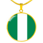 Nigeria Flag Necklace Circle Pendant Stainless Steel or 18k Gold 18-22"-Express Your Love Gifts