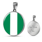 Nigeria Flag Necklace Circle Pendant Stainless Steel or 18k Gold 18-22"-Express Your Love Gifts