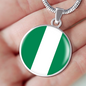 Nigeria Flag Necklace Circle Pendant Stainless Steel or 18k Gold 18-22"-Express Your Love Gifts