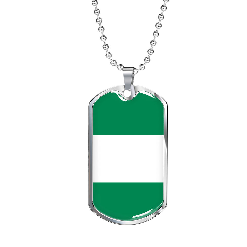 Nigeria Flag Necklace Stainless Steel or 18k Gold Dog Tag 24" Chain-Express Your Love Gifts