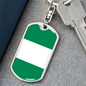 Nigeria Flag Swivel Keychain Dog Tag Stainless Steel or 18k Gold-Express Your Love Gifts