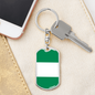 Nigeria Flag Swivel Keychain Dog Tag Stainless Steel or 18k Gold-Express Your Love Gifts