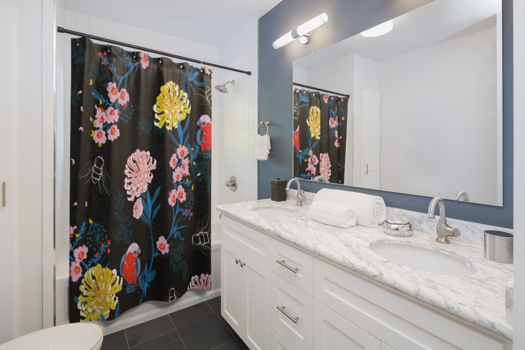 Night Blooming Flowers Stylish Design 71" x 74" Elegant Waterproof Shower Curtain for a Spa-like Bathroom Paradise Exceptional Craftsmanship-Express Your Love Gifts