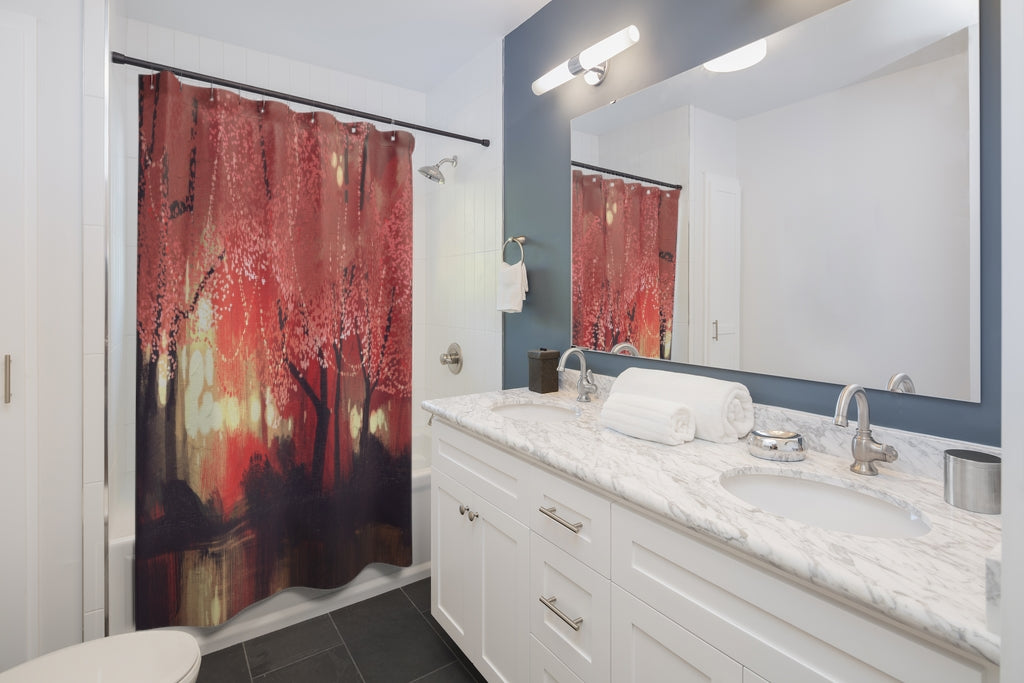 Night Scene Autumn Stylish Design 71" x 74" Elegant Waterproof Shower Curtain for a Spa-like Bathroom Paradise Exceptional Craftsmanship-Express Your Love Gifts