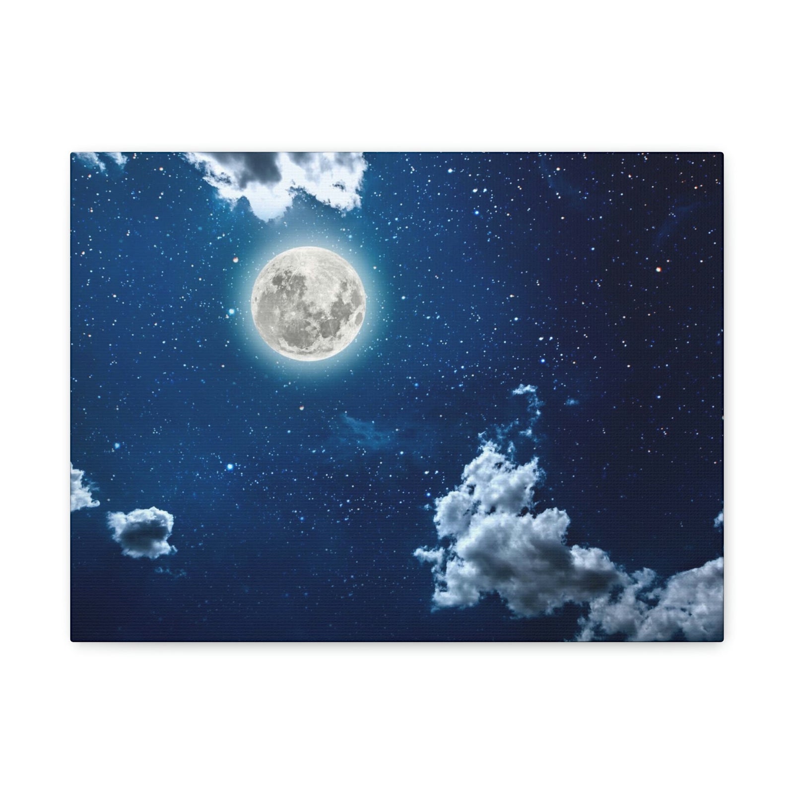 Night Sky With Stars Scene Beautiful Moon and Clouds Beauty Nature Scene Shining Bright Nature Wall Art Ready to Hang Unframed-Express Your Love Gifts