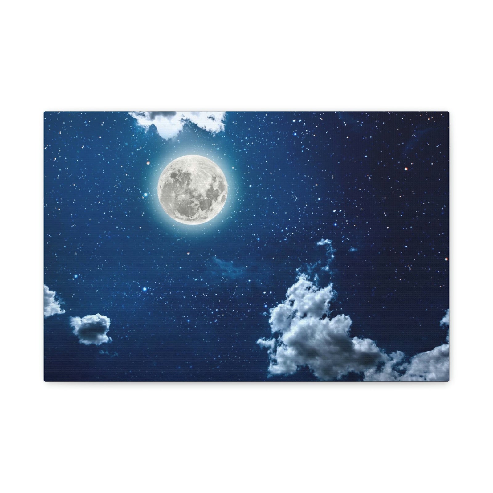 Night Sky With Stars Scene Beautiful Moon and Clouds Beauty Nature Scene Shining Bright Nature Wall Art Ready to Hang Unframed-Express Your Love Gifts