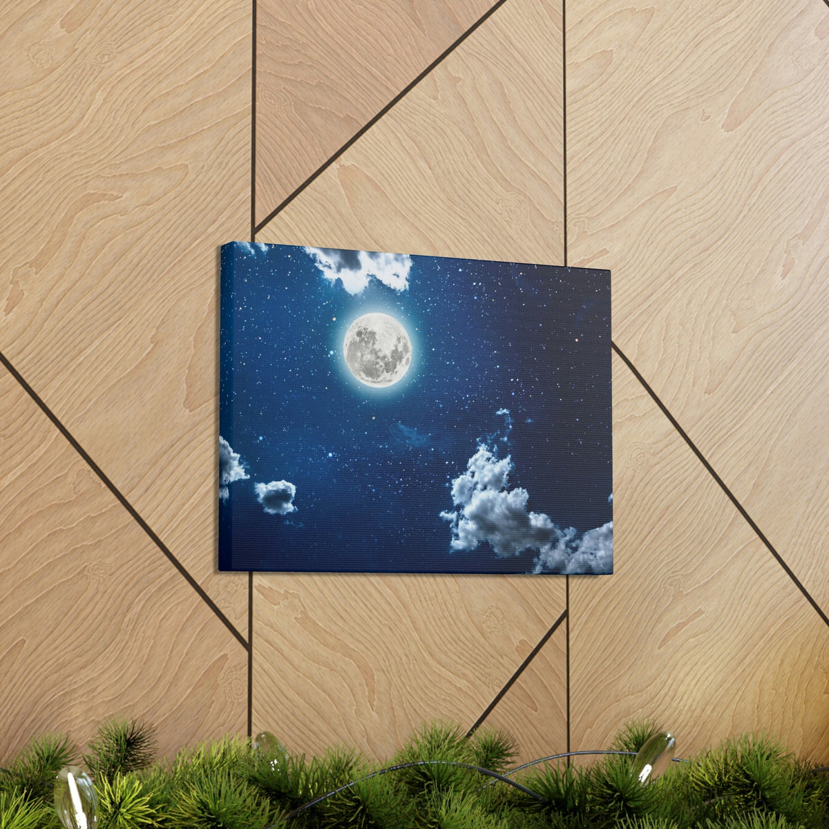 Night Sky With Stars Scene Beautiful Moon and Clouds Beauty Nature Scene Shining Bright Nature Wall Art Ready to Hang Unframed-Express Your Love Gifts