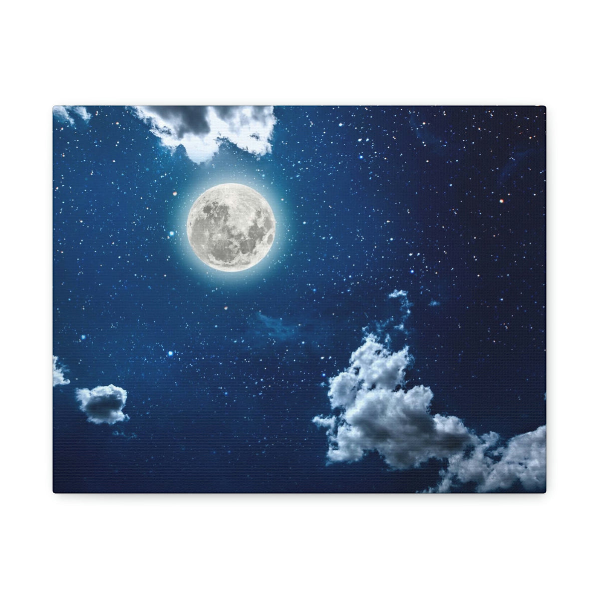 Night Sky With Stars Scene Beautiful Moon and Clouds Beauty Nature Scene Shining Bright Nature Wall Art Ready to Hang Unframed-Express Your Love Gifts