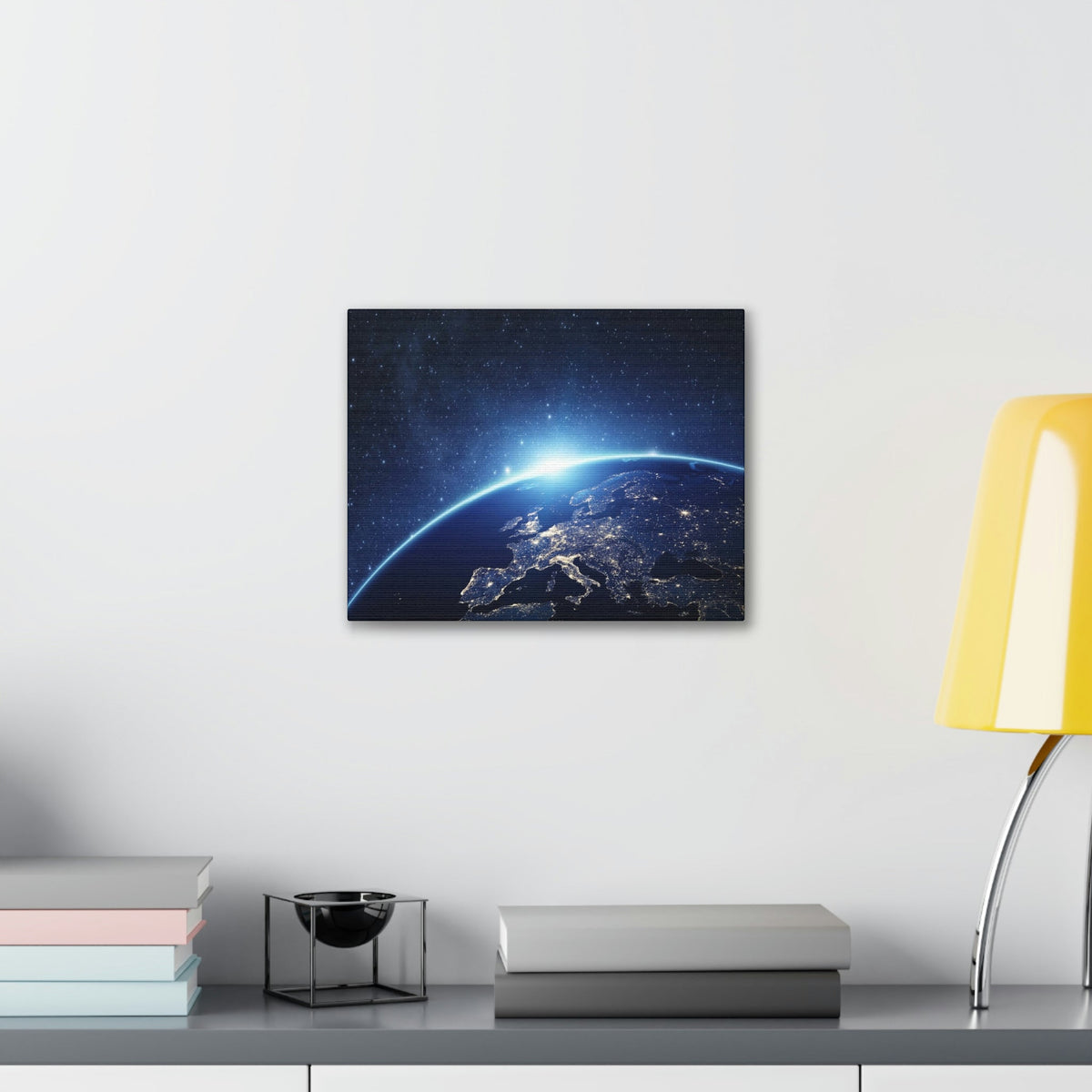 Night View of Earth in Space Scene Beautiful Marvelous and Incredible View Beauty Nature Scene Night Light of Earth Wall Art Ready to Hang Unframed-Express Your Love Gifts