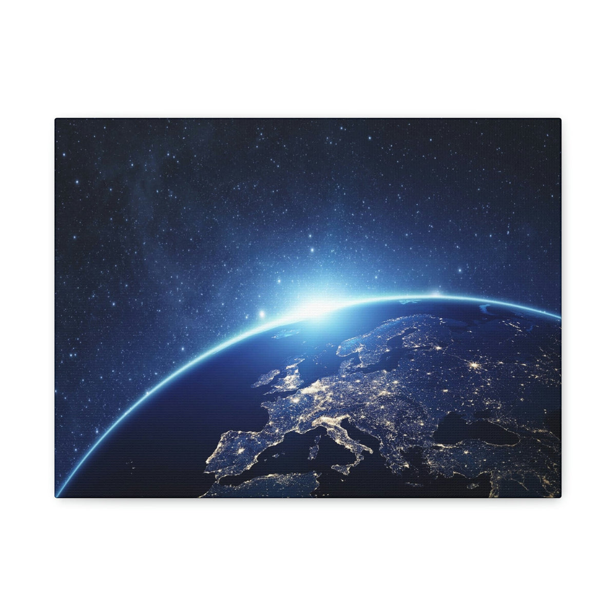 Night View of Earth in Space Scene Beautiful Marvelous and Incredible View Beauty Nature Scene Night Light of Earth Wall Art Ready to Hang Unframed-Express Your Love Gifts