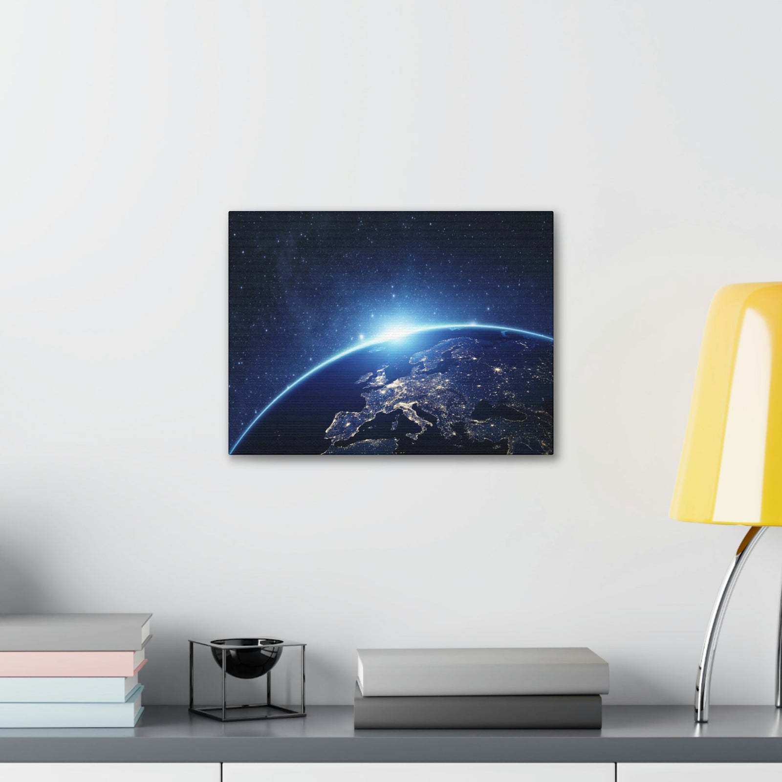 Night View of Earth in Space Scene Beautiful Marvelous and Incredible View Beauty Nature Scene Night Light of Earth Wall Art Ready to Hang Unframed-Express Your Love Gifts