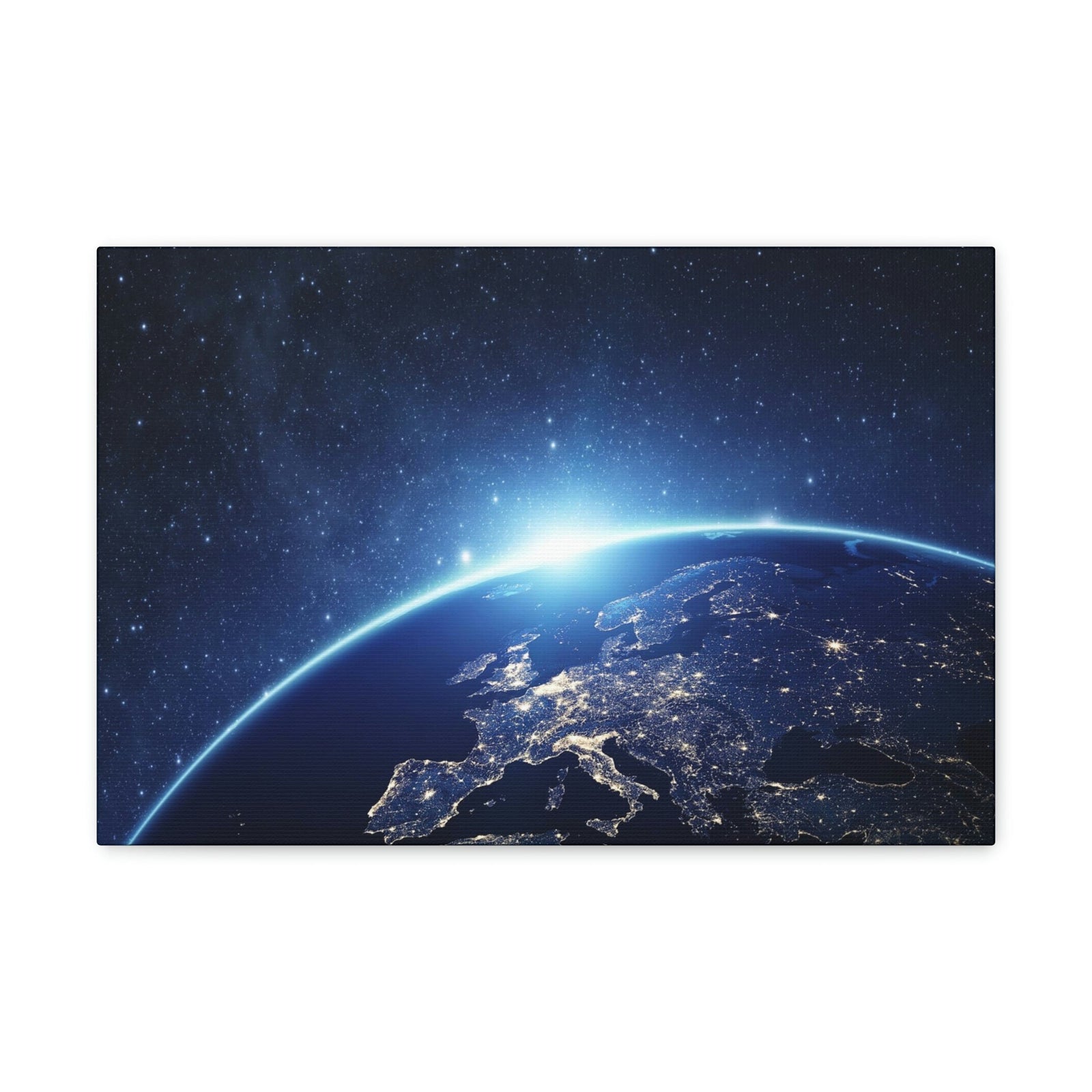 Night View of Earth in Space Scene Beautiful Marvelous and Incredible View Beauty Nature Scene Night Light of Earth Wall Art Ready to Hang Unframed-Express Your Love Gifts