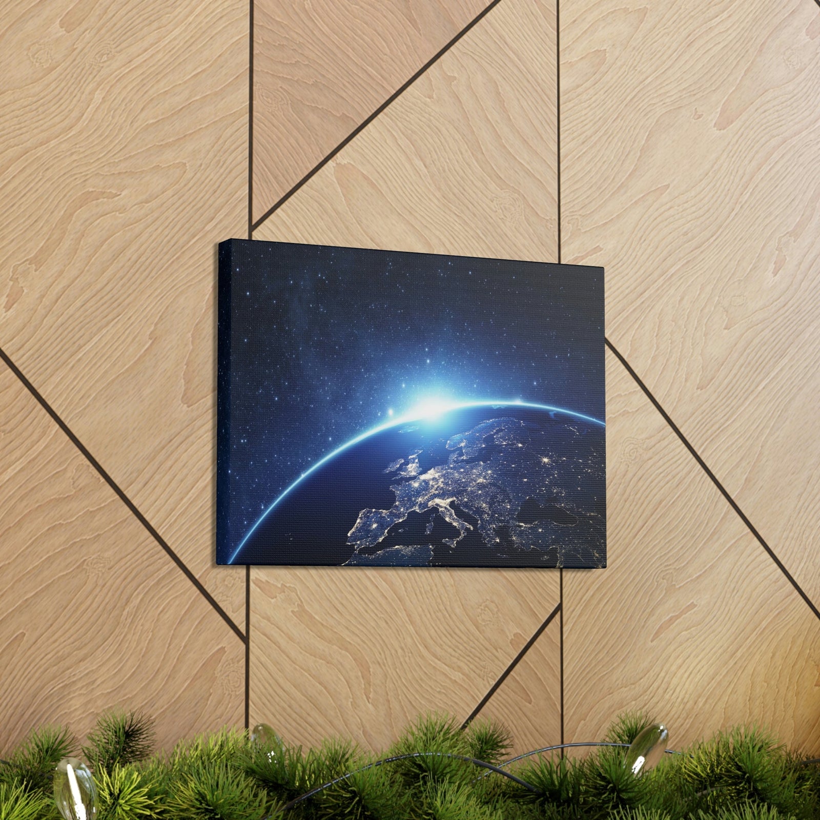 Night View of Earth in Space Scene Beautiful Marvelous and Incredible View Beauty Nature Scene Night Light of Earth Wall Art Ready to Hang Unframed-Express Your Love Gifts
