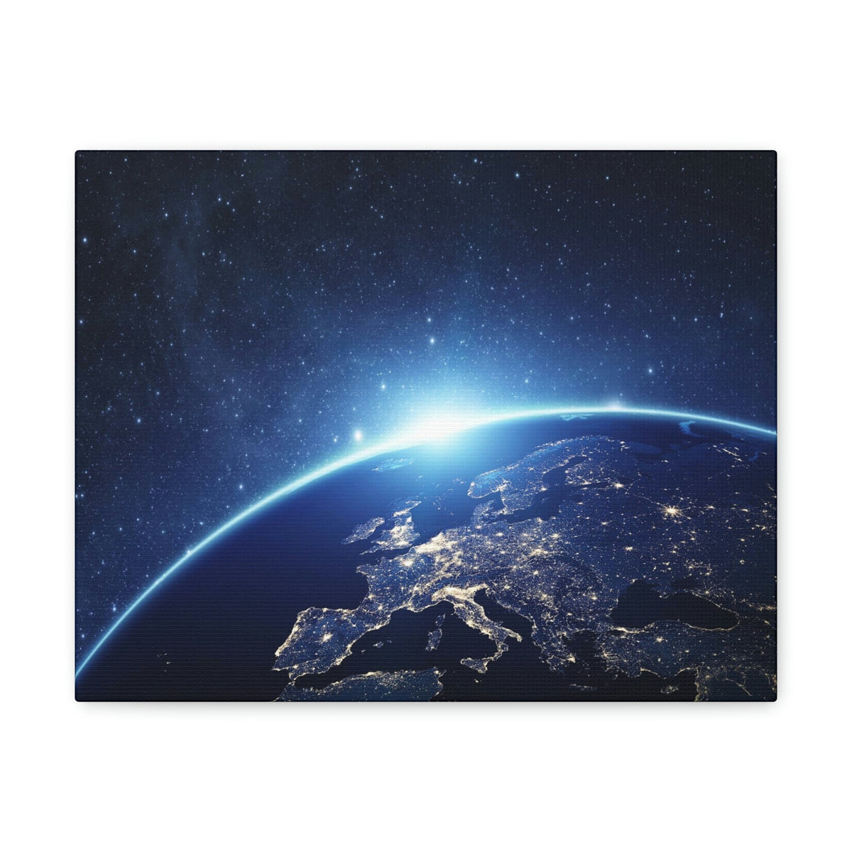 Night View of Earth in Space Scene Beautiful Marvelous and Incredible View Beauty Nature Scene Night Light of Earth Wall Art Ready to Hang Unframed-Express Your Love Gifts
