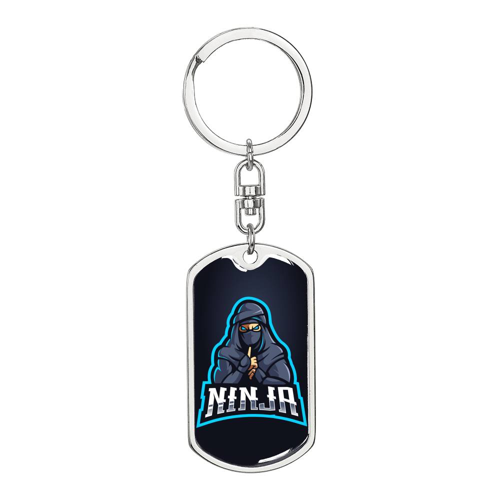 Ninja Keychain Dog Tag Stainless Steel or 18k Gold-Express Your Love Gifts