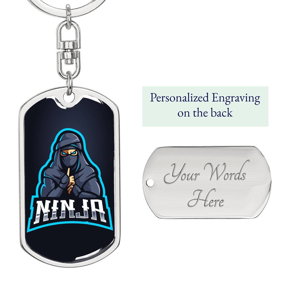 Ninja Keychain Dog Tag Stainless Steel or 18k Gold-Express Your Love Gifts