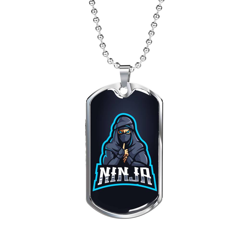 Ninja Necklace Stainless Steel or 18k Gold Dog Tag 24" Chain-Express Your Love Gifts