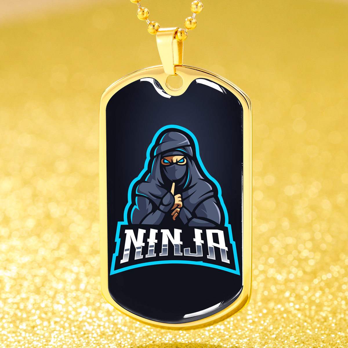 Ninja Necklace Stainless Steel or 18k Gold Dog Tag 24" Chain-Express Your Love Gifts