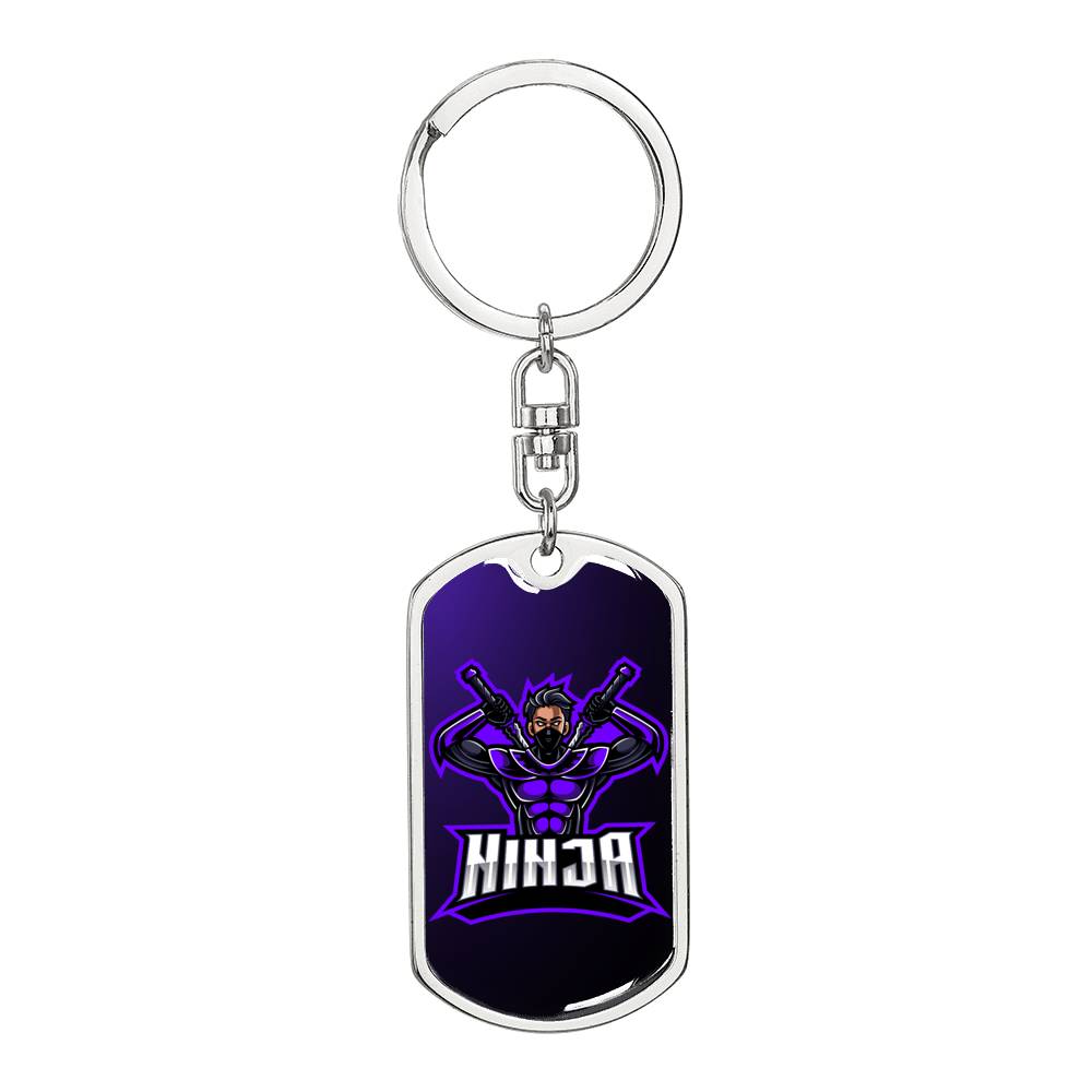Ninja Purple Keychain Dog Tag Stainless Steel or 18k Gold-Express Your Love Gifts