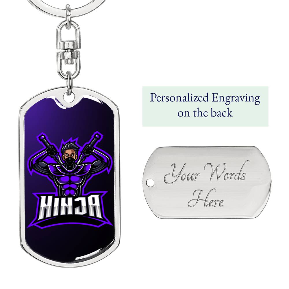 Ninja Purple Keychain Dog Tag Stainless Steel or 18k Gold-Express Your Love Gifts
