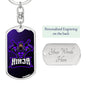Ninja Purple Keychain Dog Tag Stainless Steel or 18k Gold-Express Your Love Gifts