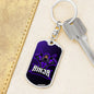 Ninja Purple Keychain Dog Tag Stainless Steel or 18k Gold-Express Your Love Gifts