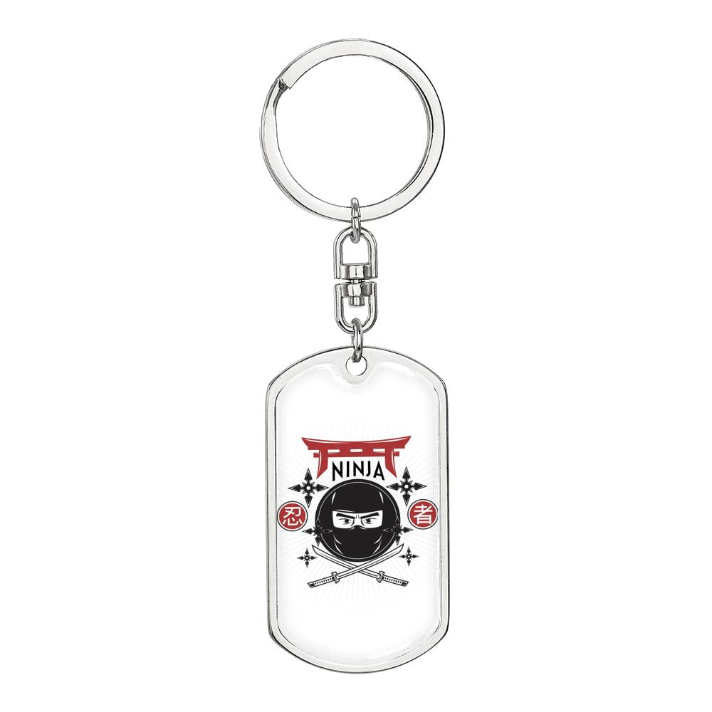 Ninja Ready Keychain Dog Tag Stainless Steel or 18k Gold-Express Your Love Gifts