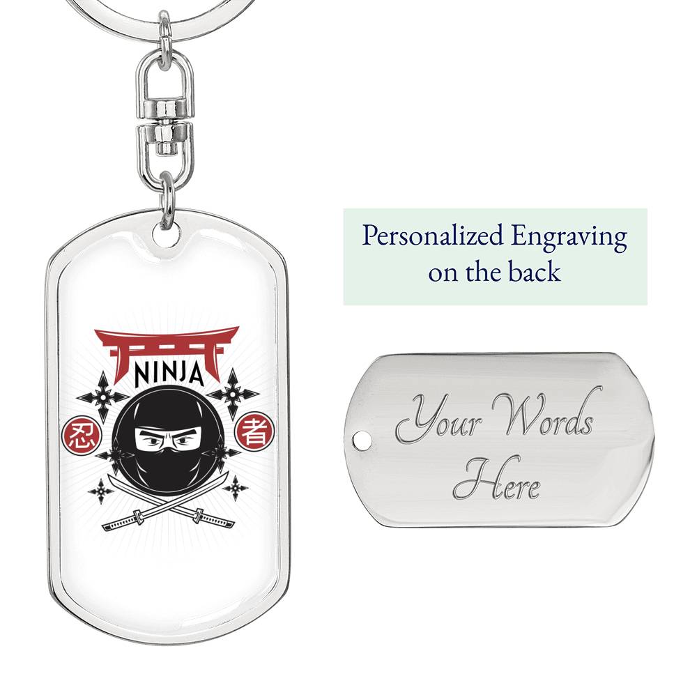 Ninja Ready Keychain Dog Tag Stainless Steel or 18k Gold-Express Your Love Gifts