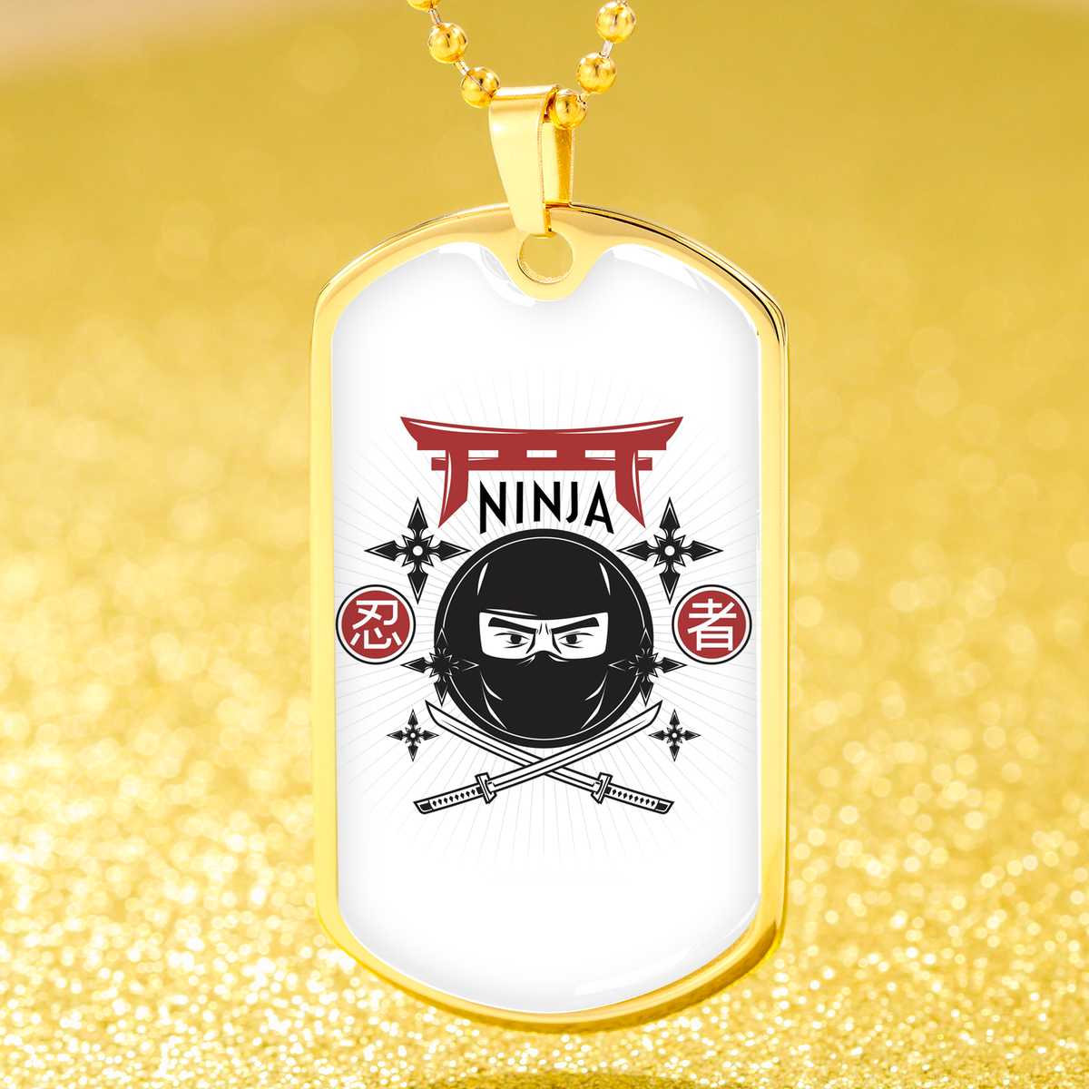 Ninja Ready Necklace Stainless Steel or 18k Gold Dog Tag 24" Chain-Express Your Love Gifts