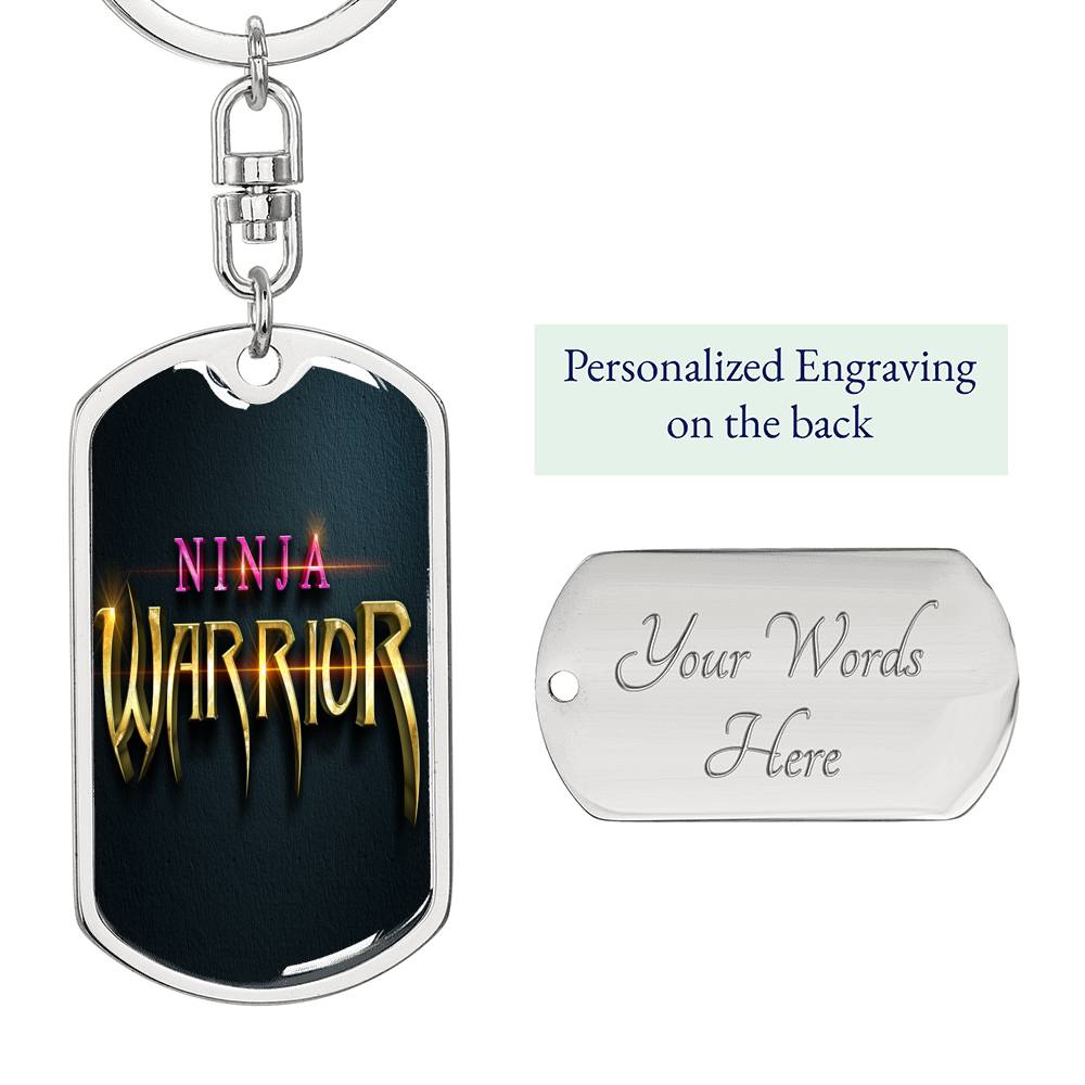 Ninja Warriors 3D Keychain Dog Tag Stainless Steel or 18k Gold-Express Your Love Gifts