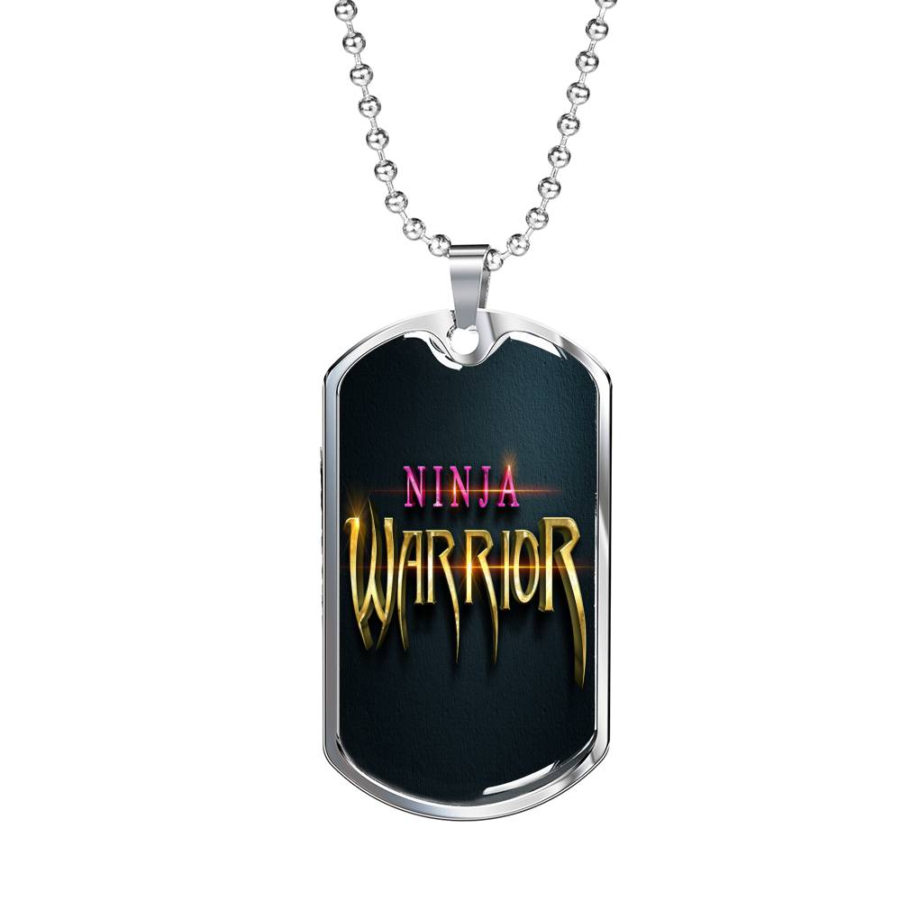 Ninja Warriors 3D Necklace Stainless Steel or 18k Gold Dog Tag 24" Chain-Express Your Love Gifts
