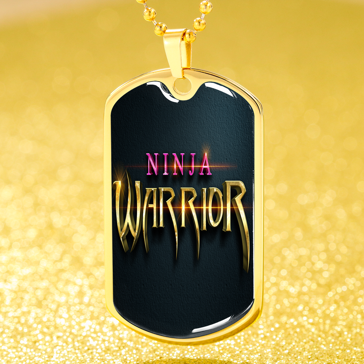 Ninja Warriors 3D Necklace Stainless Steel or 18k Gold Dog Tag 24" Chain-Express Your Love Gifts