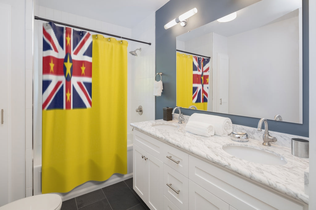 Niue Flag Shower Stylish Design 71" x 74" Elegant Waterproof Shower Curtain for a Spa-like Bathroom Paradise Exceptional Craftsmanship-Express Your Love Gifts