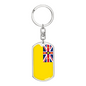 Niue Flag Swivel Keychain Dog Tag Stainless Steel or 18k Gold-Express Your Love Gifts