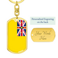 Niue Flag Swivel Keychain Dog Tag Stainless Steel or 18k Gold-Express Your Love Gifts