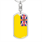Niue Flag Swivel Keychain Dog Tag Stainless Steel or 18k Gold-Express Your Love Gifts