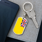 Niue Flag Swivel Keychain Dog Tag Stainless Steel or 18k Gold-Express Your Love Gifts
