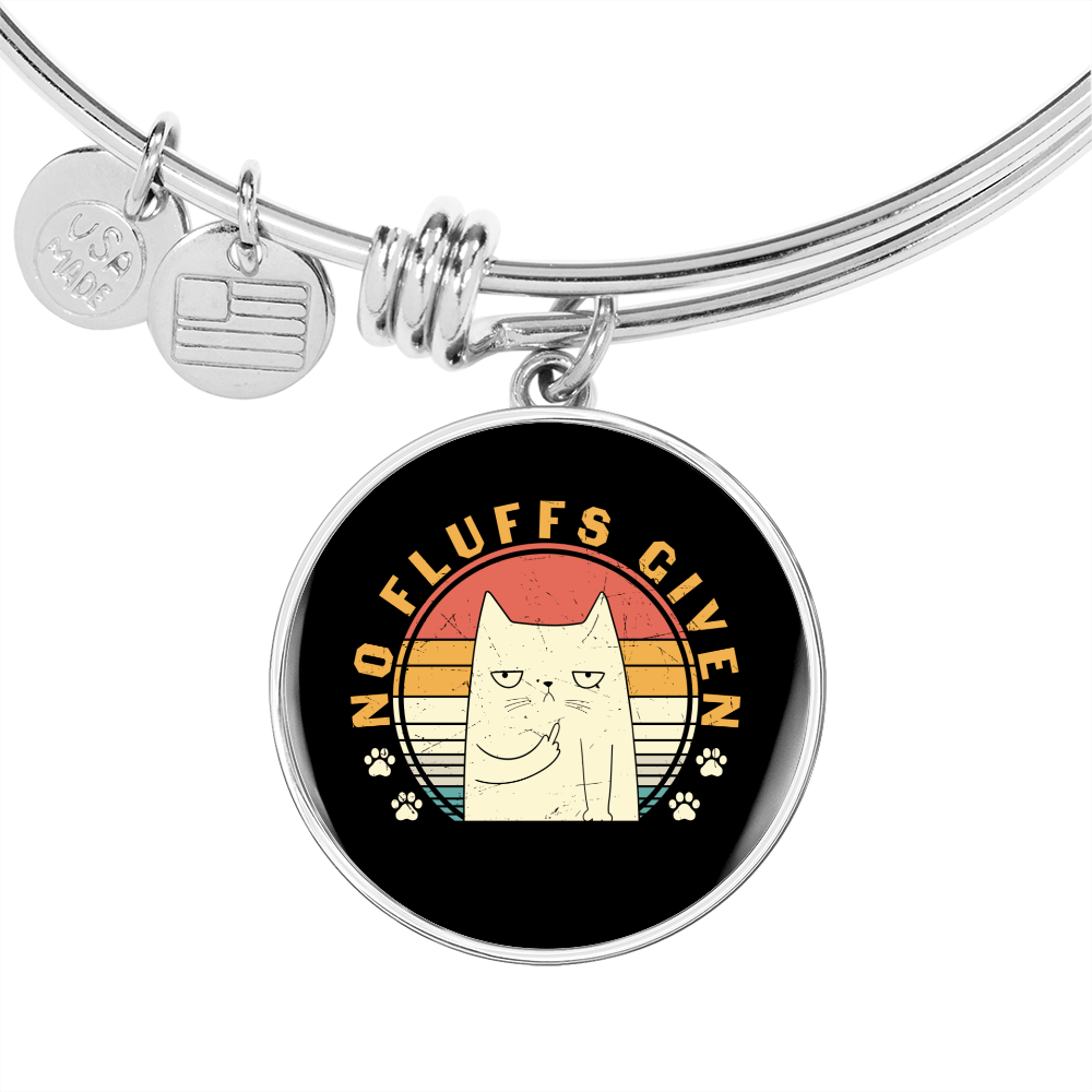 No Fluffs Given Cat Bracelet Stainless Steel or 18k Gold Circle Bangle-Express Your Love Gifts